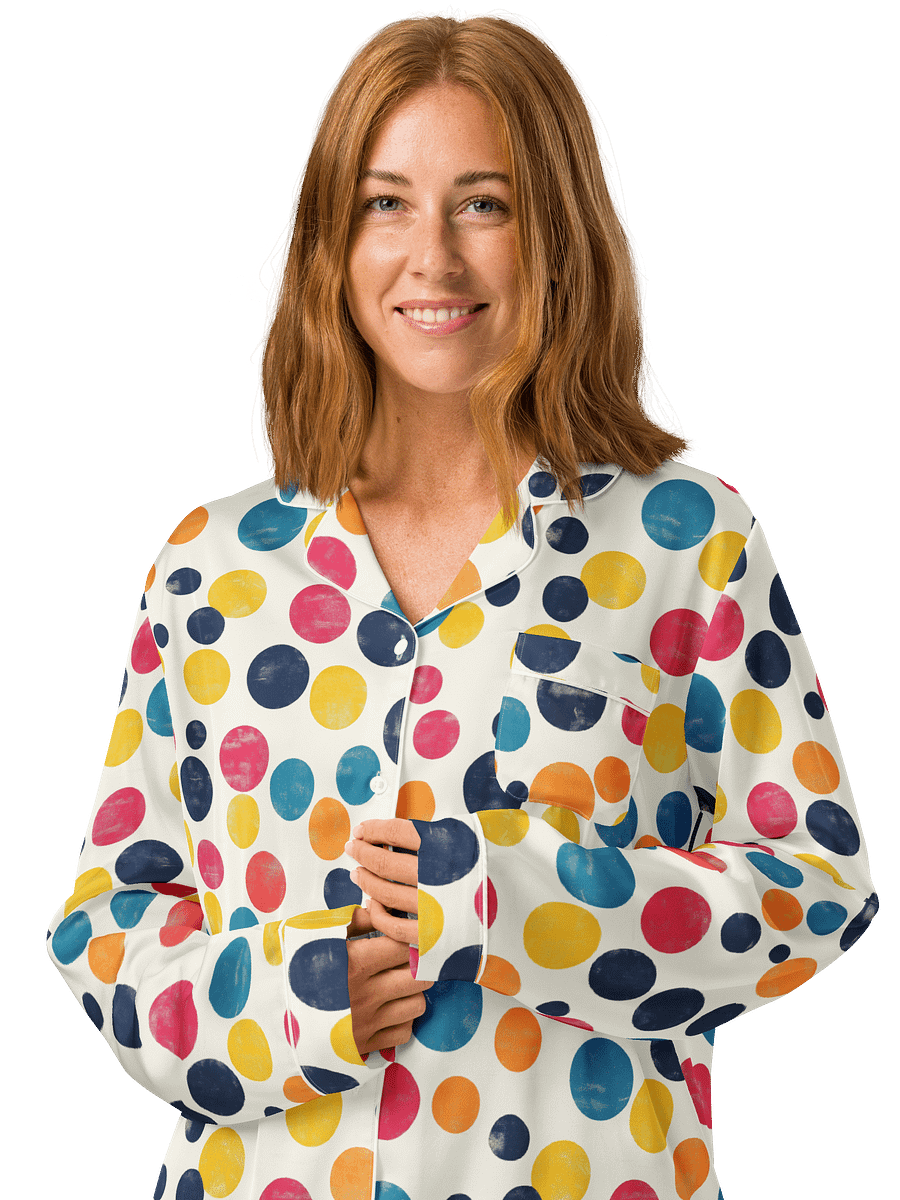 Polka Dot Illusion Vintage Retro Women's Long Sleeve Pajama Top product image (1)