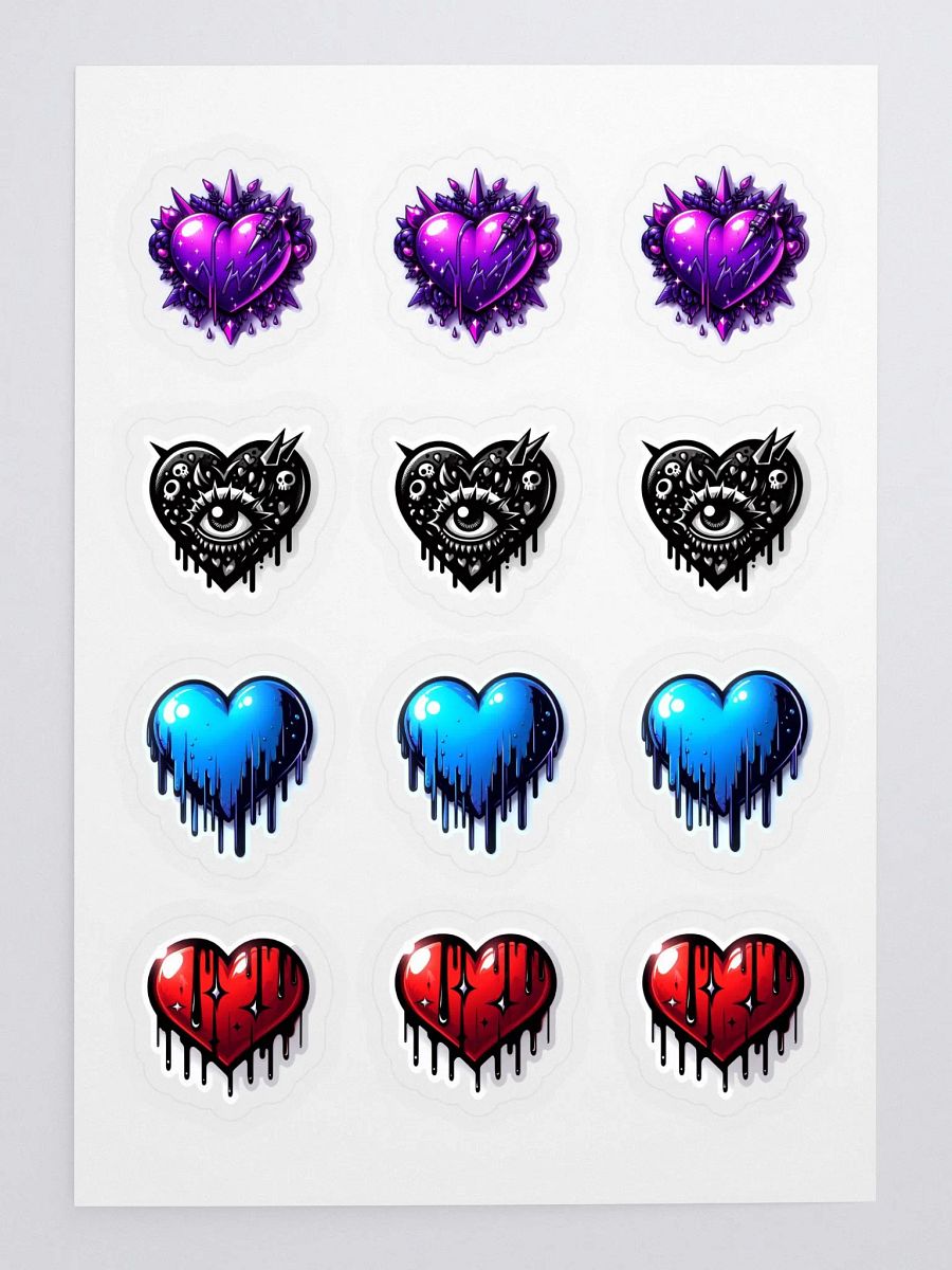 Rebellious Hearts Sticker Sheet 3x Heart Designs product image (3)