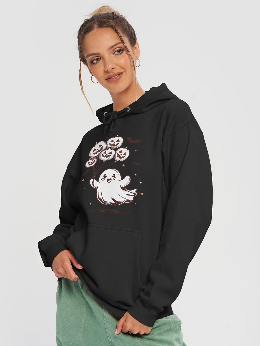 Cute Ghost & Pumpkin Balloons Halloween Hoodie – Funny Spooky Season Pullover for Kids & Adults product image (3)