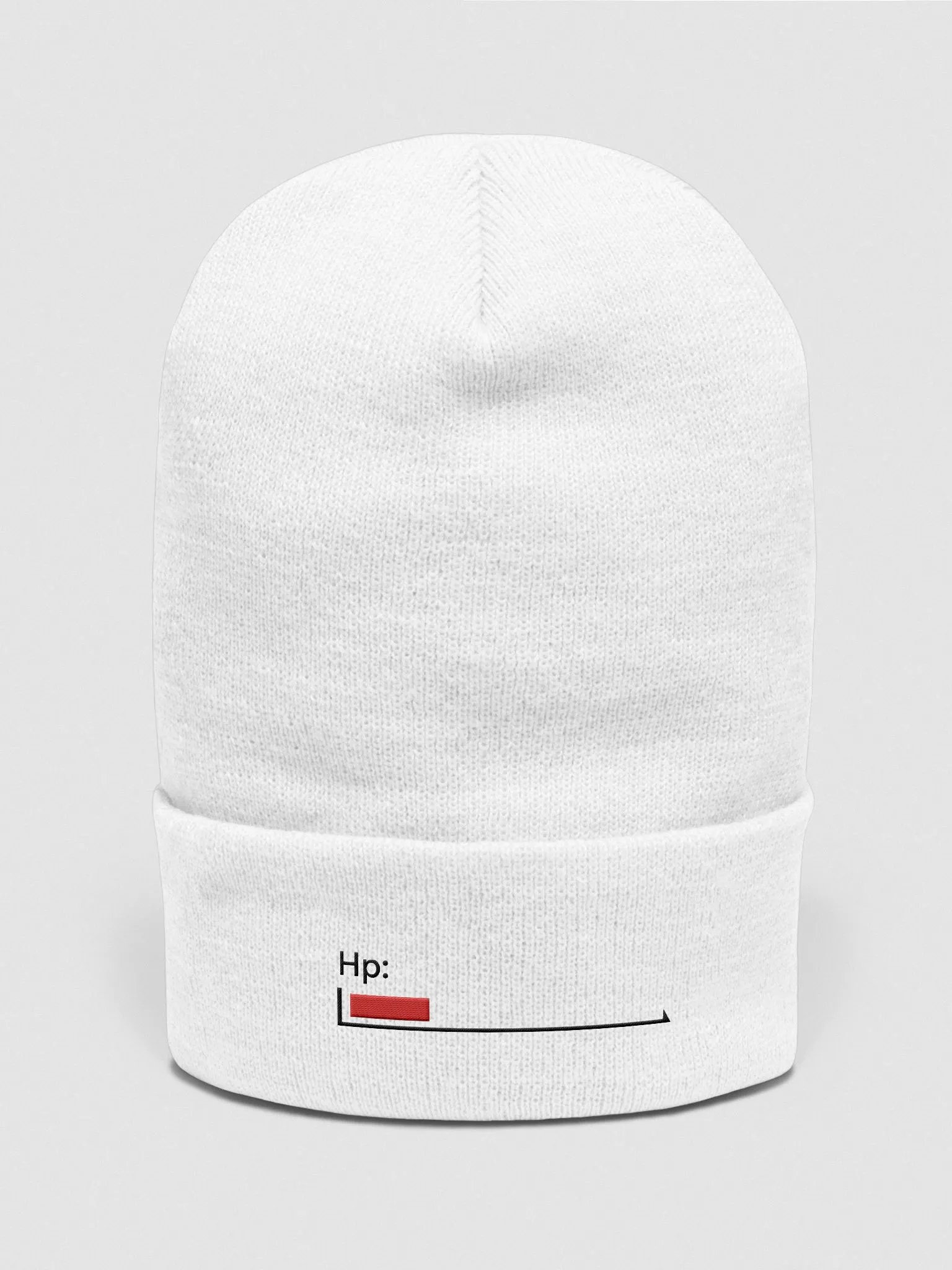 Black Healthbar Embroidered on White Cuffed Beanie product image (2)