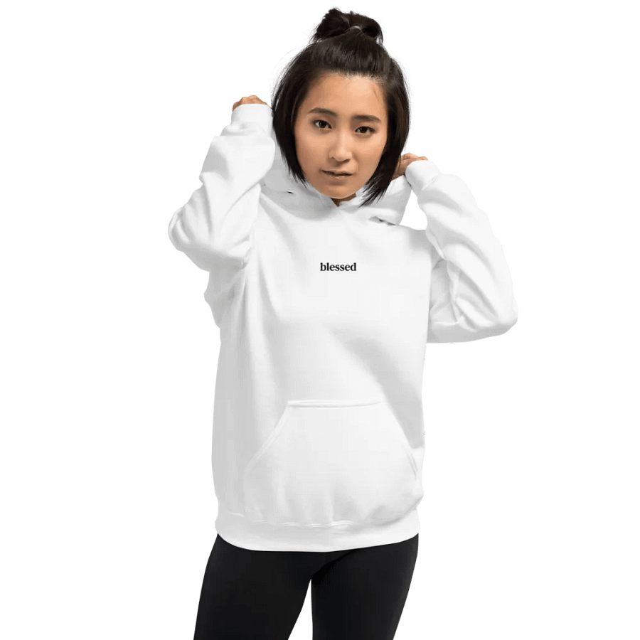 Minimalistic Unisex Blessed Embroided Hoodie (Black Embroided) product image (202)