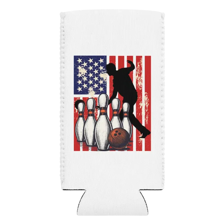 Flag American Bowling Stars & Strikes Can Cooler product image (2)
