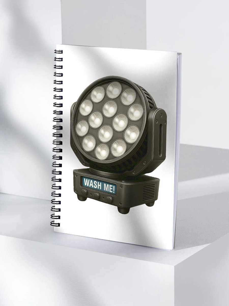 Theatrically Jerry: "Wash Me" Moving Head Wash Light Spiral Notepad product image (4)