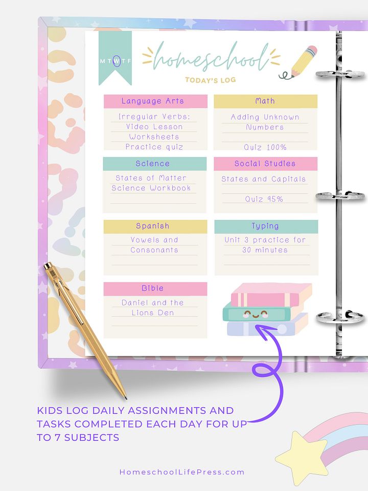Homeschool Student Daily Journal Printable | Kawaii Color product image (2)
