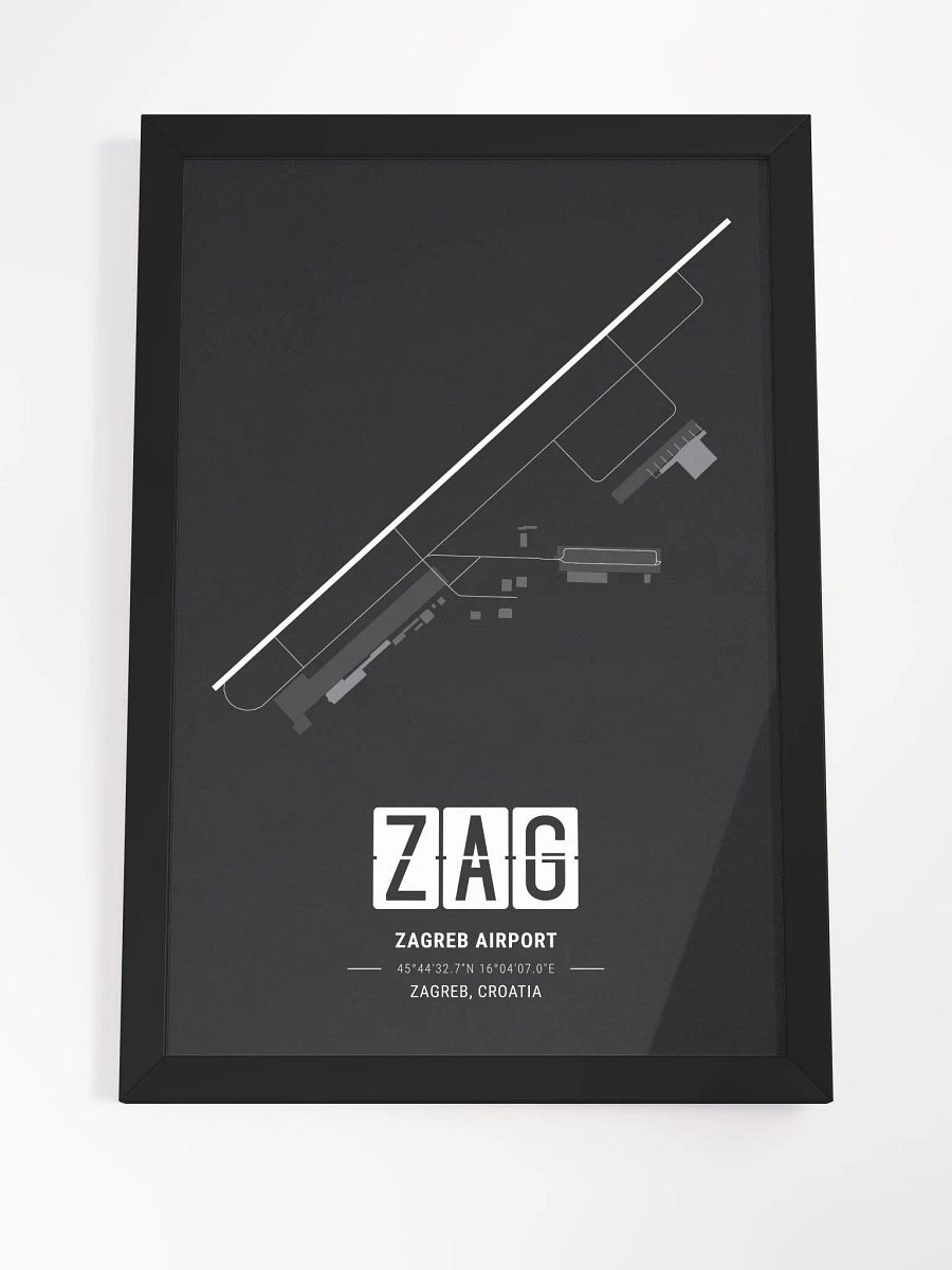 Framed Airport ZAG Premium Map On Matt Paper product image (4)