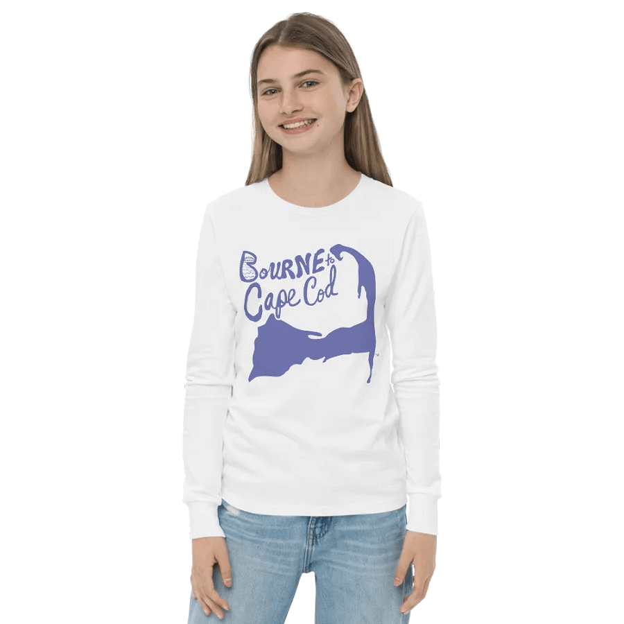 Girls' | BOURNE to Cape Cod™ | Youth Long Sleeve Tee | Coastal Cool for the Next Generation | Slate Blue Logo product image (34)