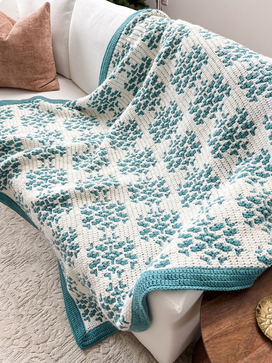 Snow Flurries Mosaic Blanket Crochet Pattern product image (9)