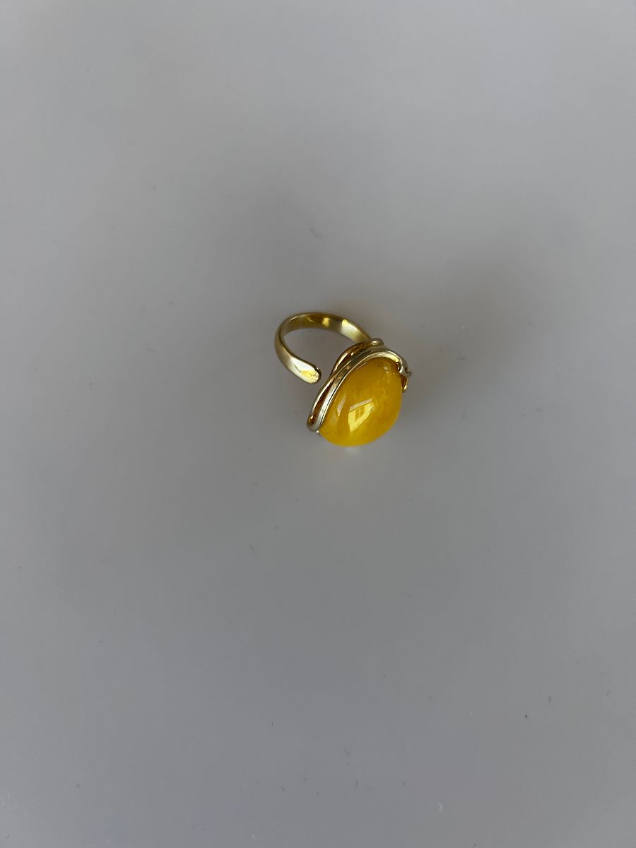 Baltic Egg Yolk Amber 925 Sterling Silver Adjustable Ring product image (4)