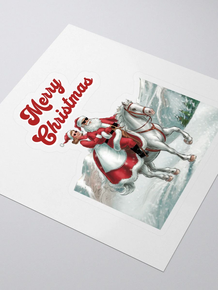 Mr. and Mrs. Santa Claus Horse Riding Sticker product image (3)