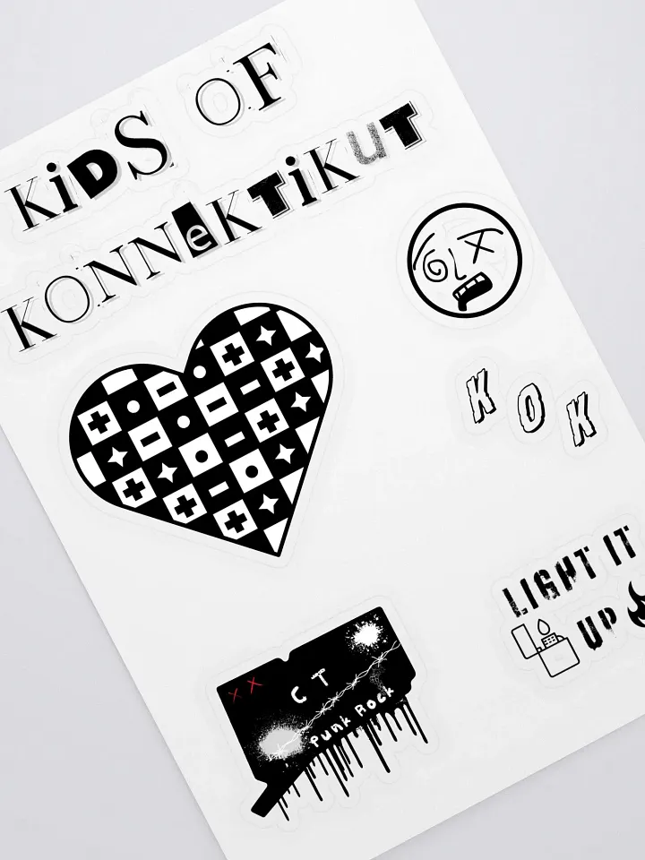 Kids of Konnektikut Sticker Sheet (Black and White) product image (2)