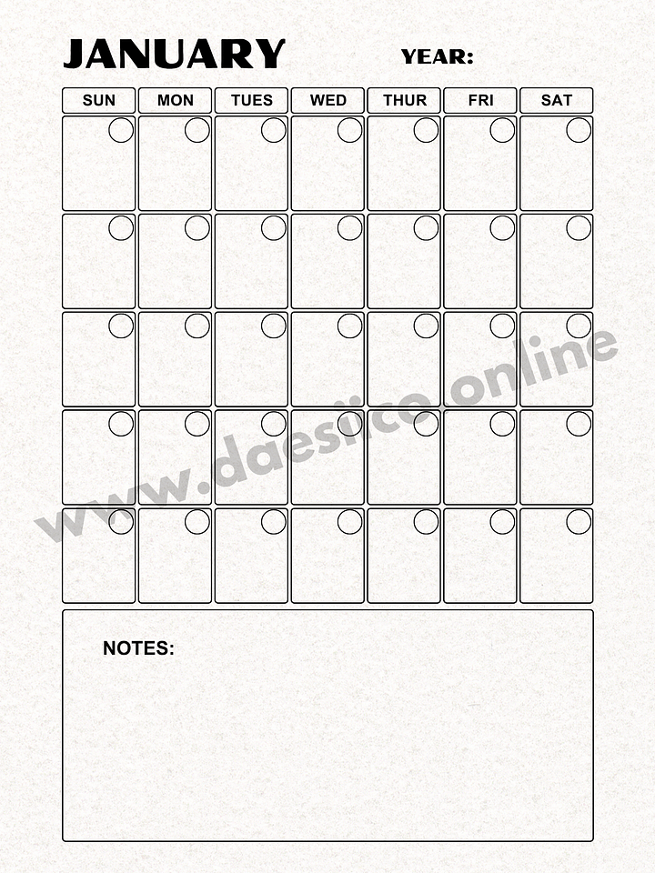 Printable Undated Calendar | Minimal (11x14”) product image (1)