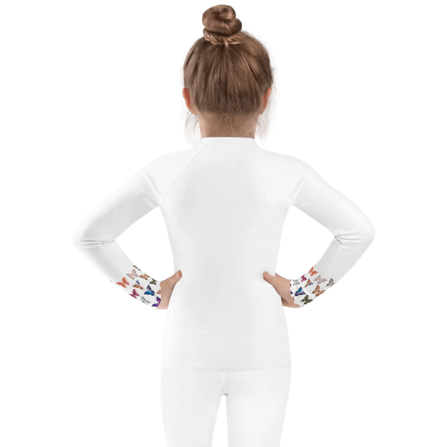 Butterfly Magic Kids White Rash Guard product image (4)