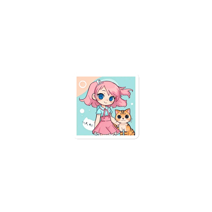 Kawaii Cat and Girl Die-Cut Magnets product image (1)