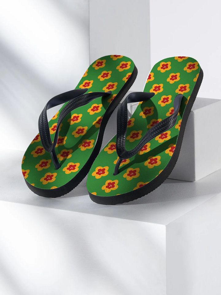 Flowers on Green Flip Flops product image (2)