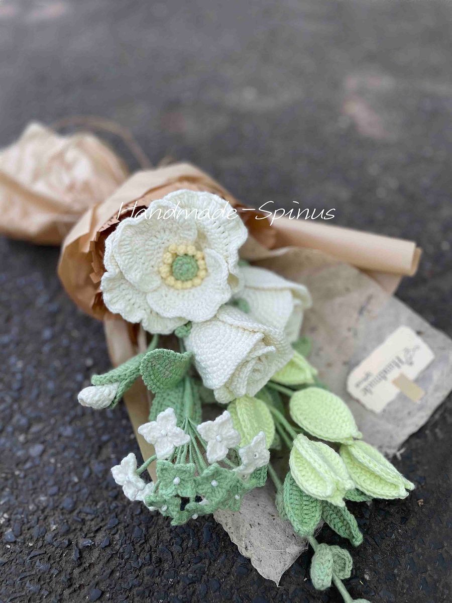 Creamy Yellow-Green Luan Tree Fruit Secret Crochet Knit Bouquet product image (5)