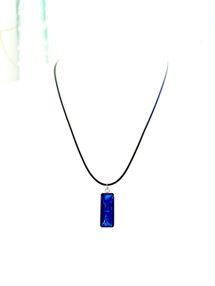 Electric Tide Pendant Necklace | Ultramarine Blue | Rectangle Cabochon | Monique Faella Designs™ | MFD-00161 product image (3)