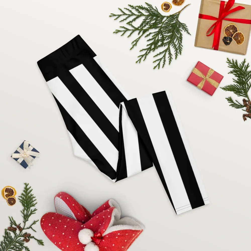 Black and White Stripes/All-Over Print Leggings by Sublicolor product image (8)
