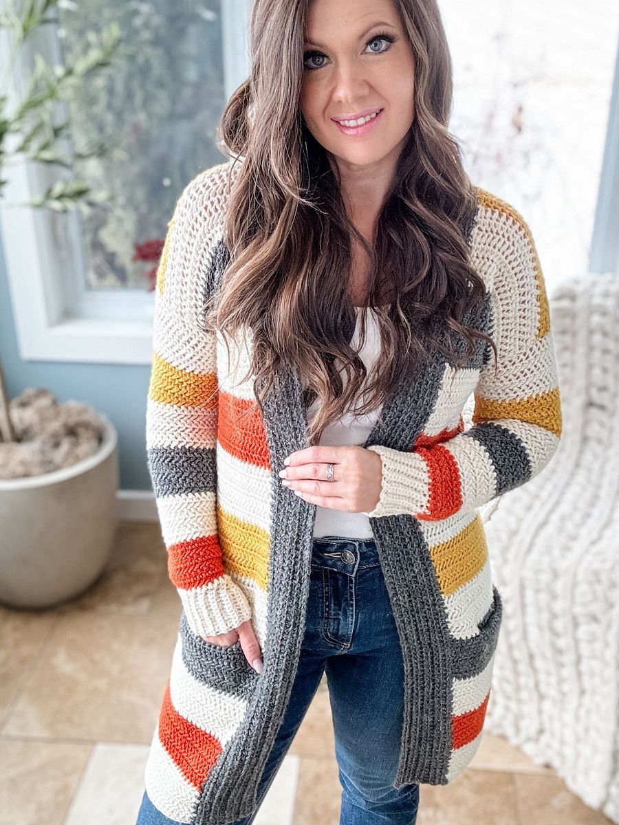 Everyday Striped Cardigan Crochet Pattern product image (1)