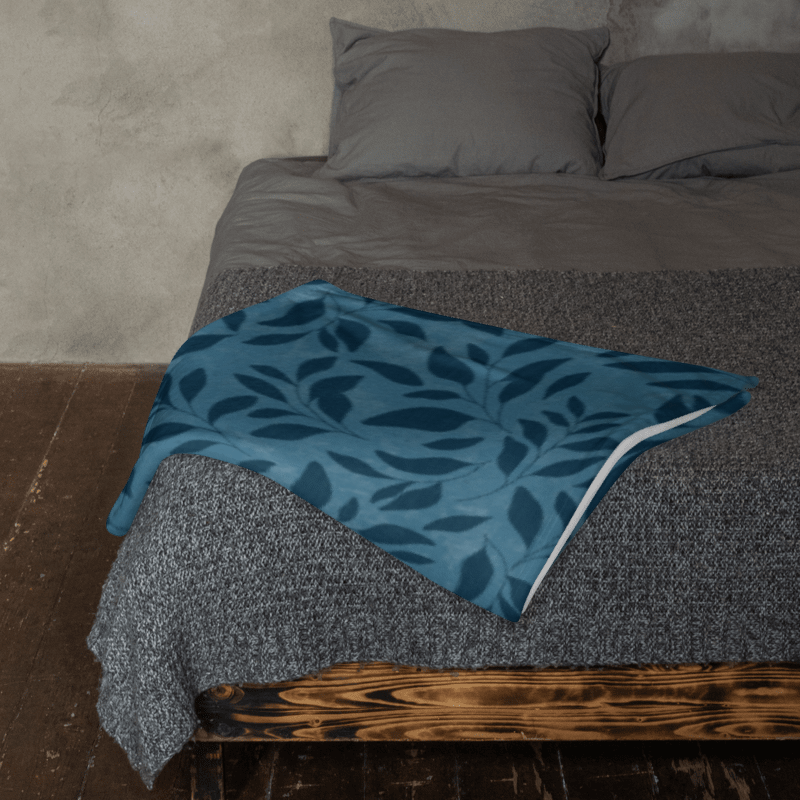 Midnight Foliage Blue Throw Blanket product image (3)