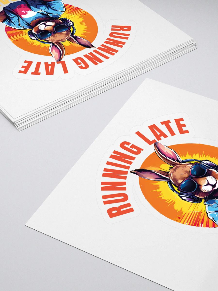 Running Late is My Cardio - Funny Cute Bunny Kiss Cut Stickers product image (4)