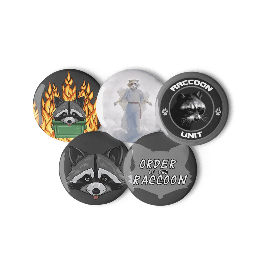 Larger Raccoon Button Pins product image (6)