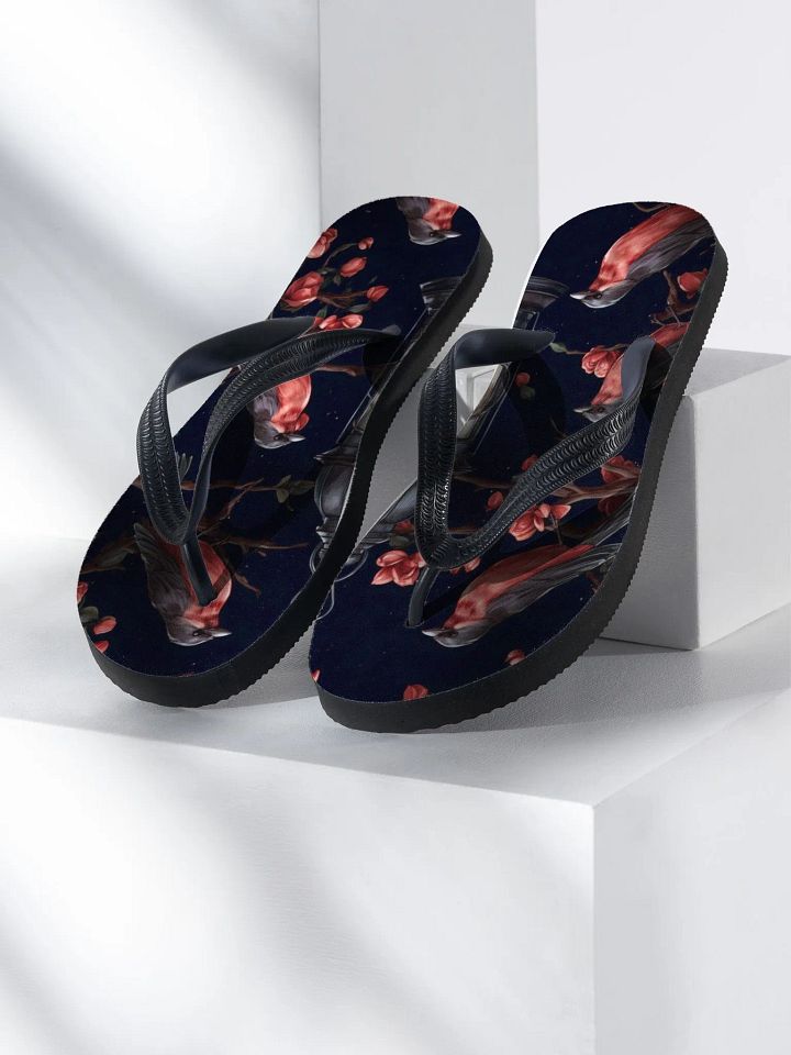 FLIP-FLOPS – Red birds & red roses in the dark 🌹🐦🌑 product image (1)