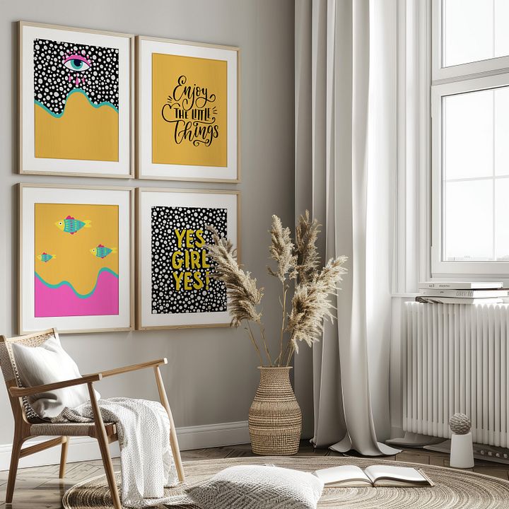 Funky Evil Eye Gallery Wall Set of 8 DIGITAL Prints product image (2)