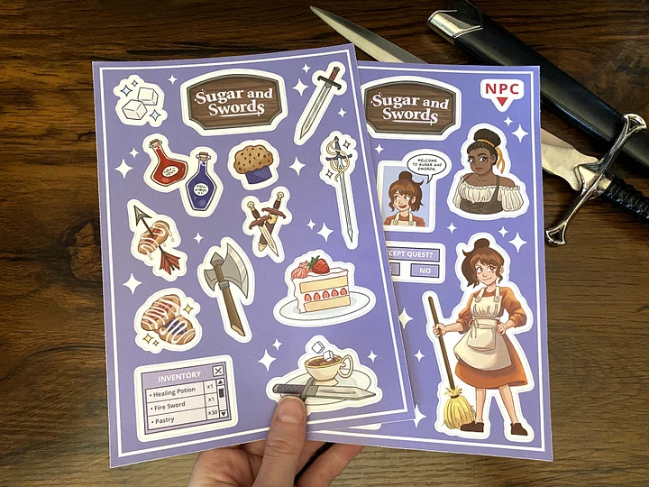 Webtoon Sugar and Swords Sticker Sheets - Character or Item Stickers! product image (2)