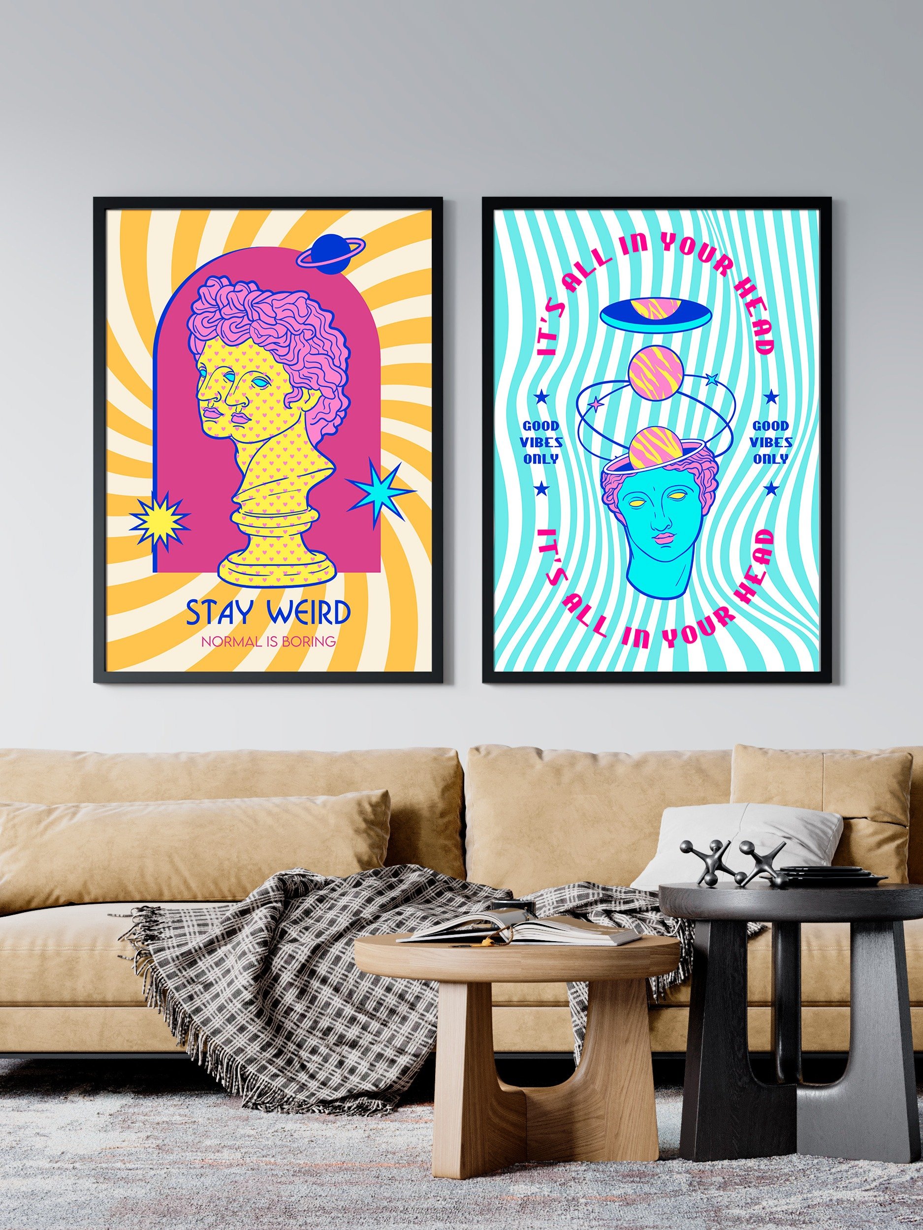 Retrowave poster/Vaporwave print: Good vibes only — anime poster, aesthetic poster, video game poster, neon light, 90s decor product image (6)