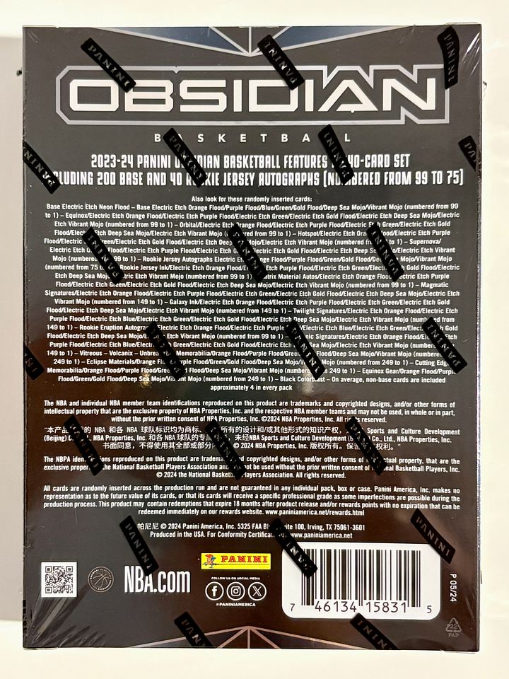 2023-24 Panini Obsidian Basketball Hobby Box (BRAND NEW FACTORY SEALED) product image (2)