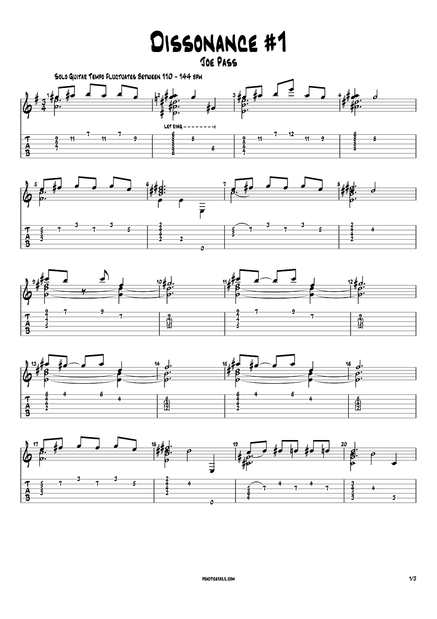(Transcription GP) Dissonance #1 - Joe Pass product image (2)