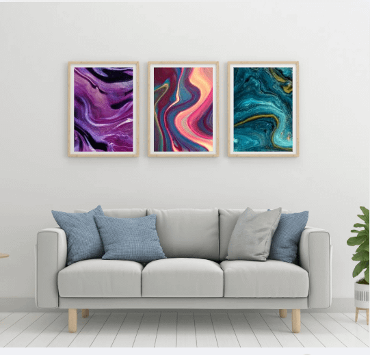 Set of 3 Multi-Colour Abstract Wall Art Prints product image (1)