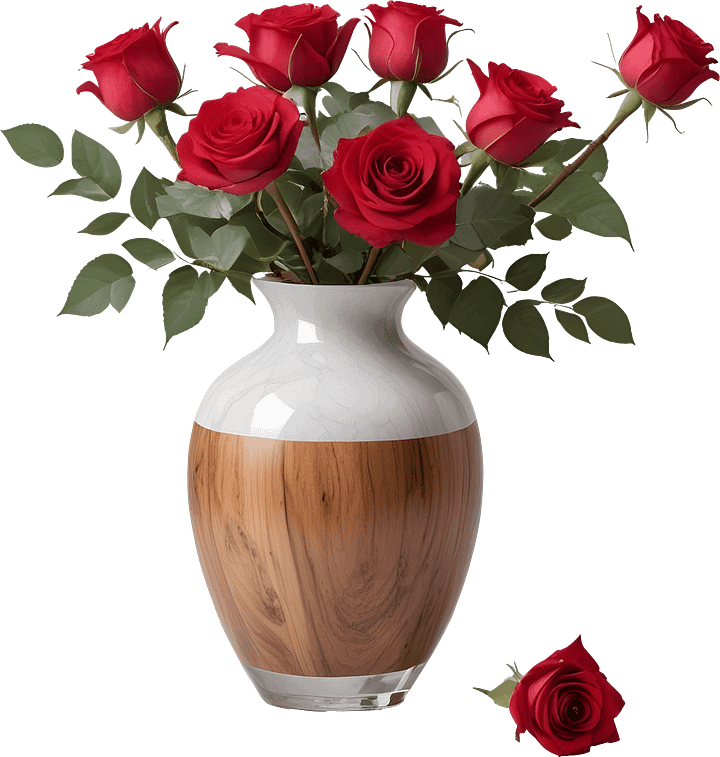 Romantic Elegance – Wooden and Marble Vase PNG product image (1)