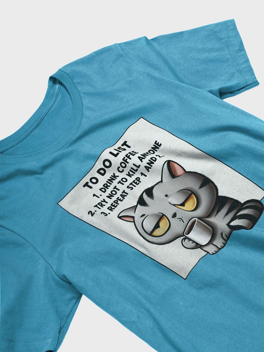 Funny Coffee Cat T-Shirt – To-Do List: Coffee & Survival Humor Tee product image (3)