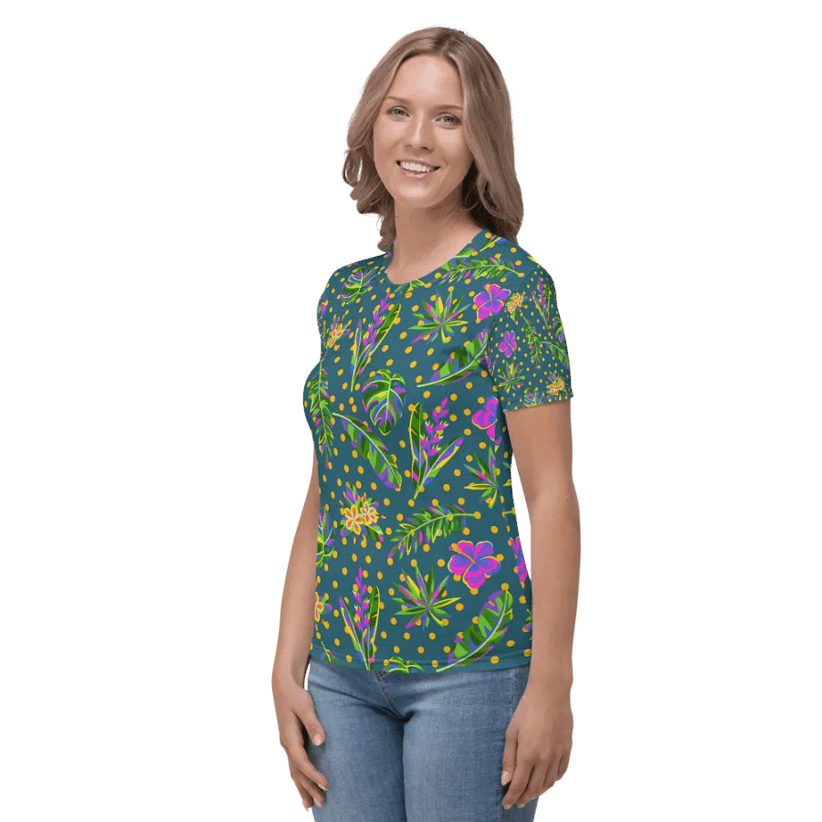 Ladies T shirt all over print tropical design product image (3)