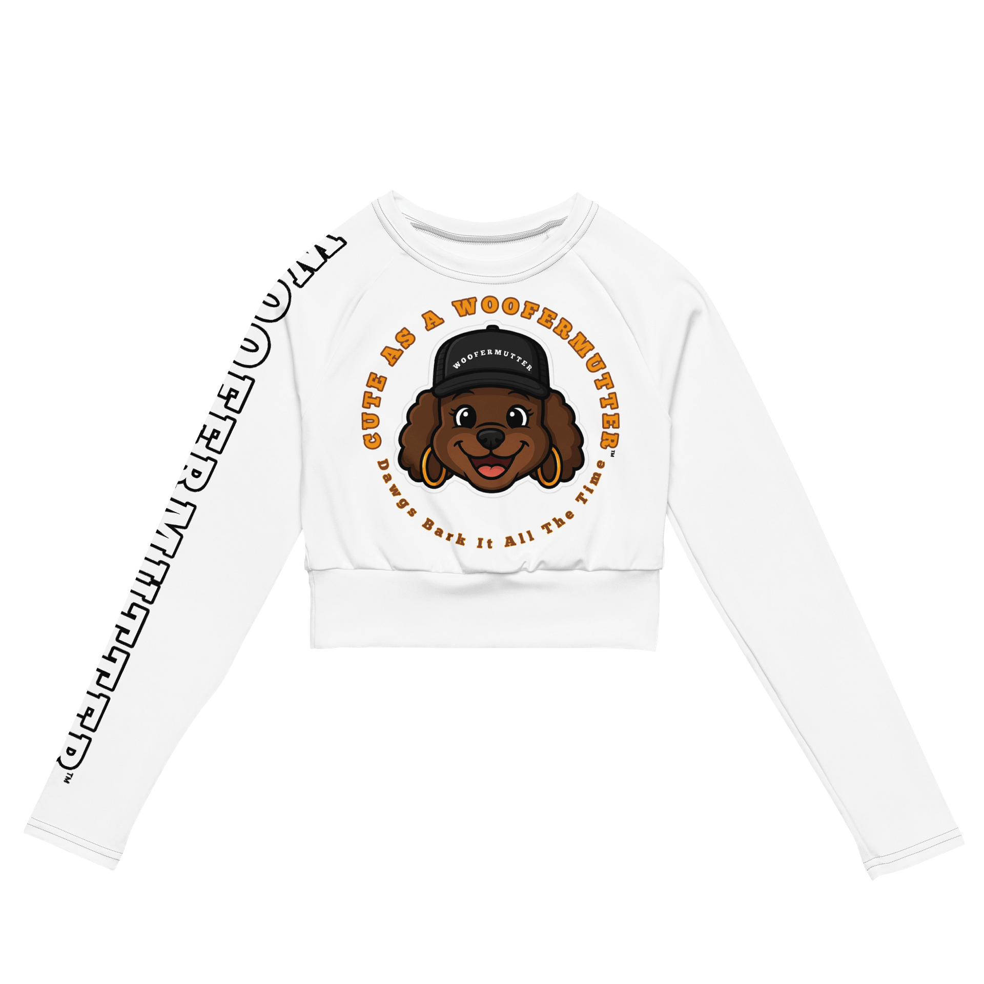 Cute As A WooferMutter™ Long Sleeve White Crop Top product image (2)