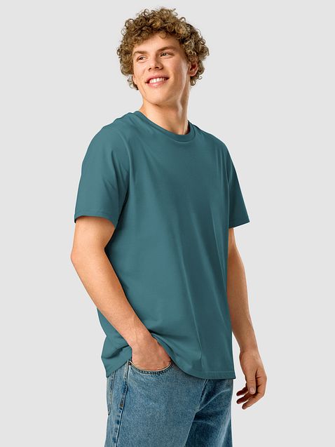 Photo showing Stanley/Stella Unisex Organic Ribbed Neck T-Shirt