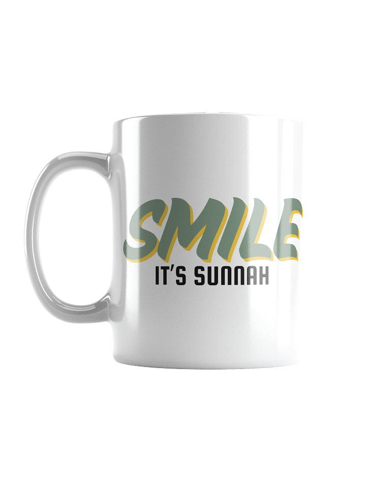 White "Smile It's Sunnah" Mug in Muted Olive product image (1)