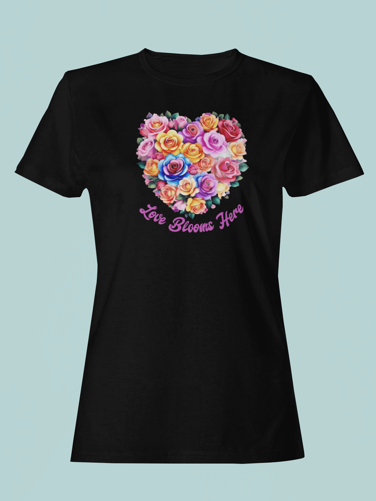 Blossoming Romance: Love Blooms Here Women's Fitted Tee product image (1)