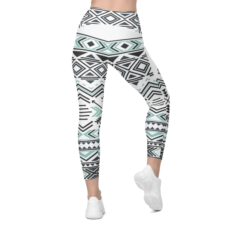 Aqua & Slate Geometric Boho Leggings with Pockets product image (5)