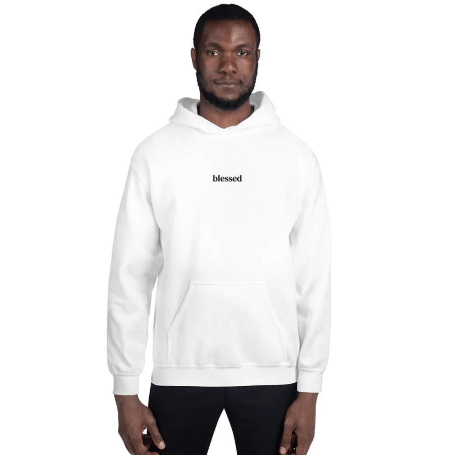 Minimalistic Unisex Blessed Embroided Hoodie (Black Embroided) product image (199)