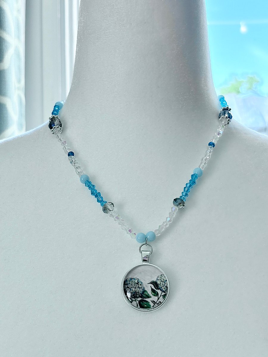 Hydrangea Print Pendant | Handmade & Fully Beaded Necklace | by Monique Faella Designs™ | MFD-00041 product image (7)