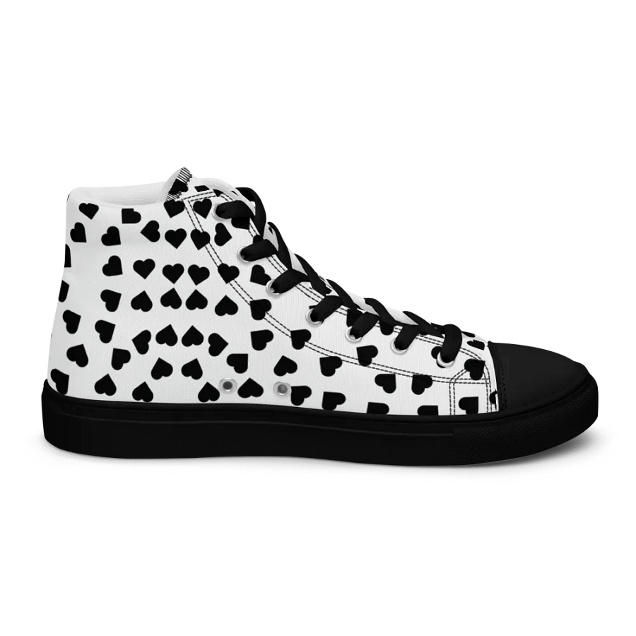 Love Pattern 4 Black and White Ladies High Top Canvas Shoes product image (11)