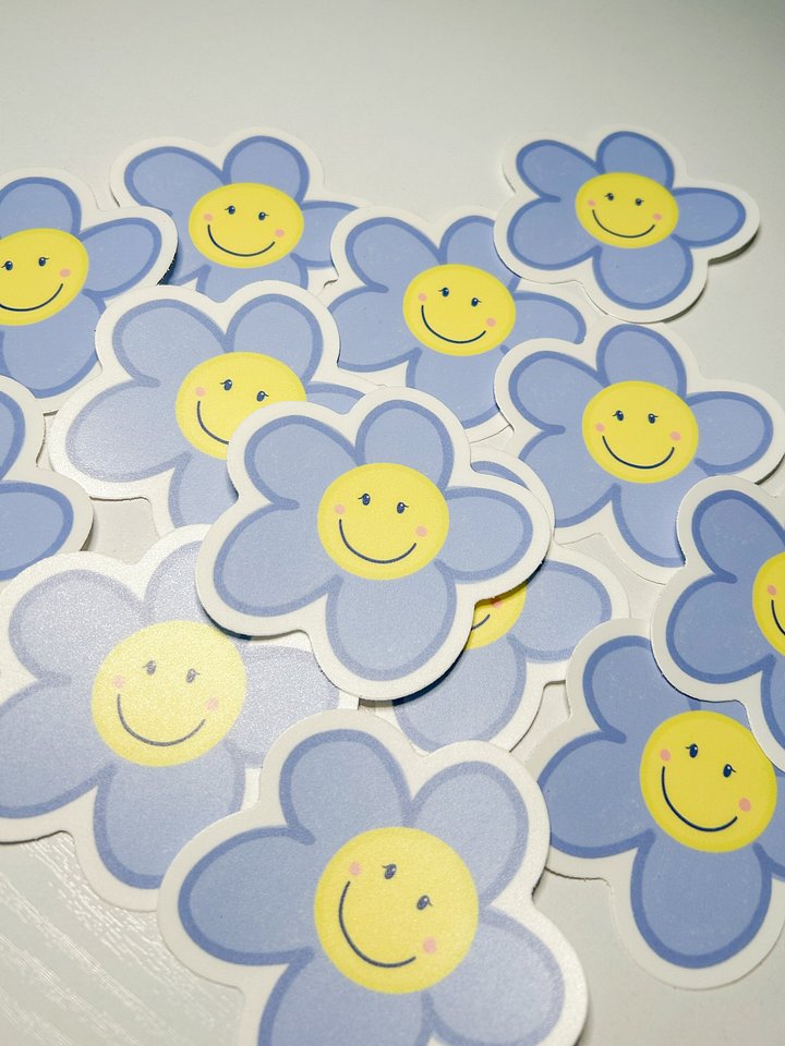 Blue Smiley Flower Sticker product image (2)