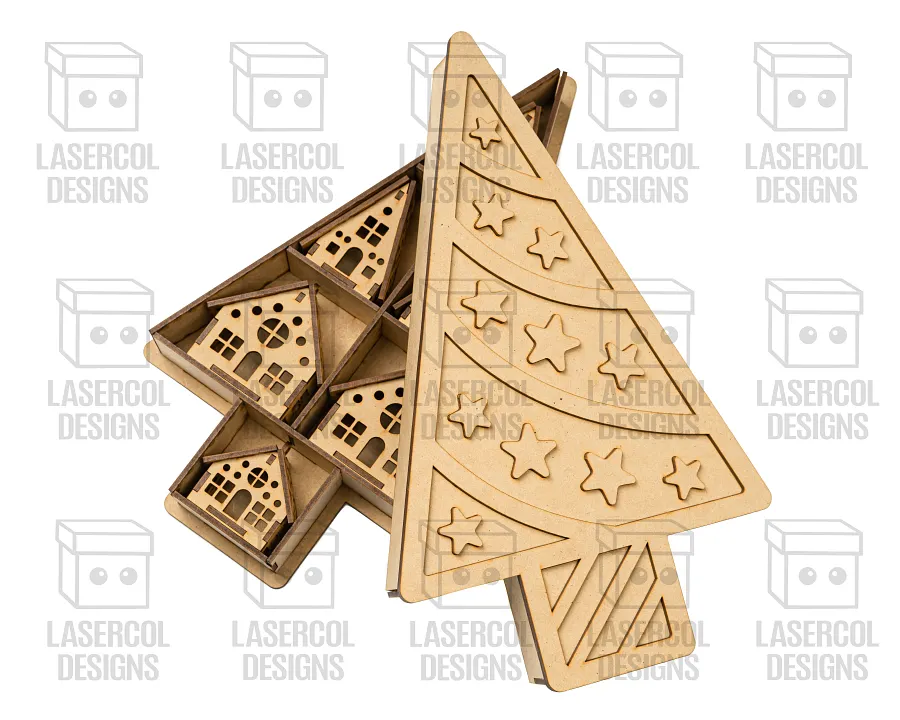 Christmas Houses Ornaments Box - Laser Cut Files product image (8)