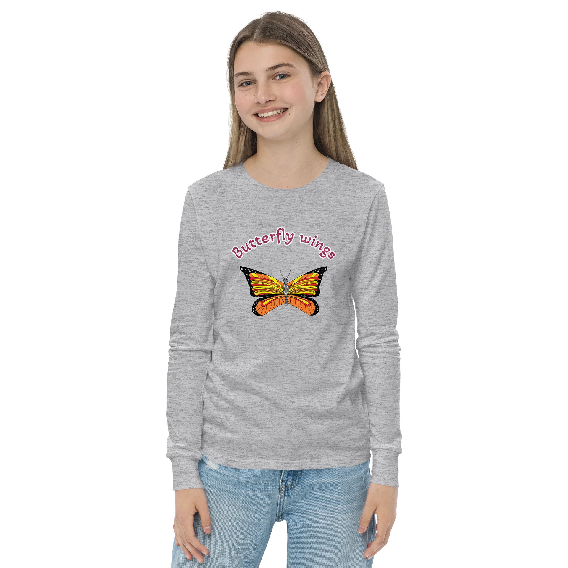 Playful Butterfly Wings Youth Long Sleeve T-Shirt product image (2)