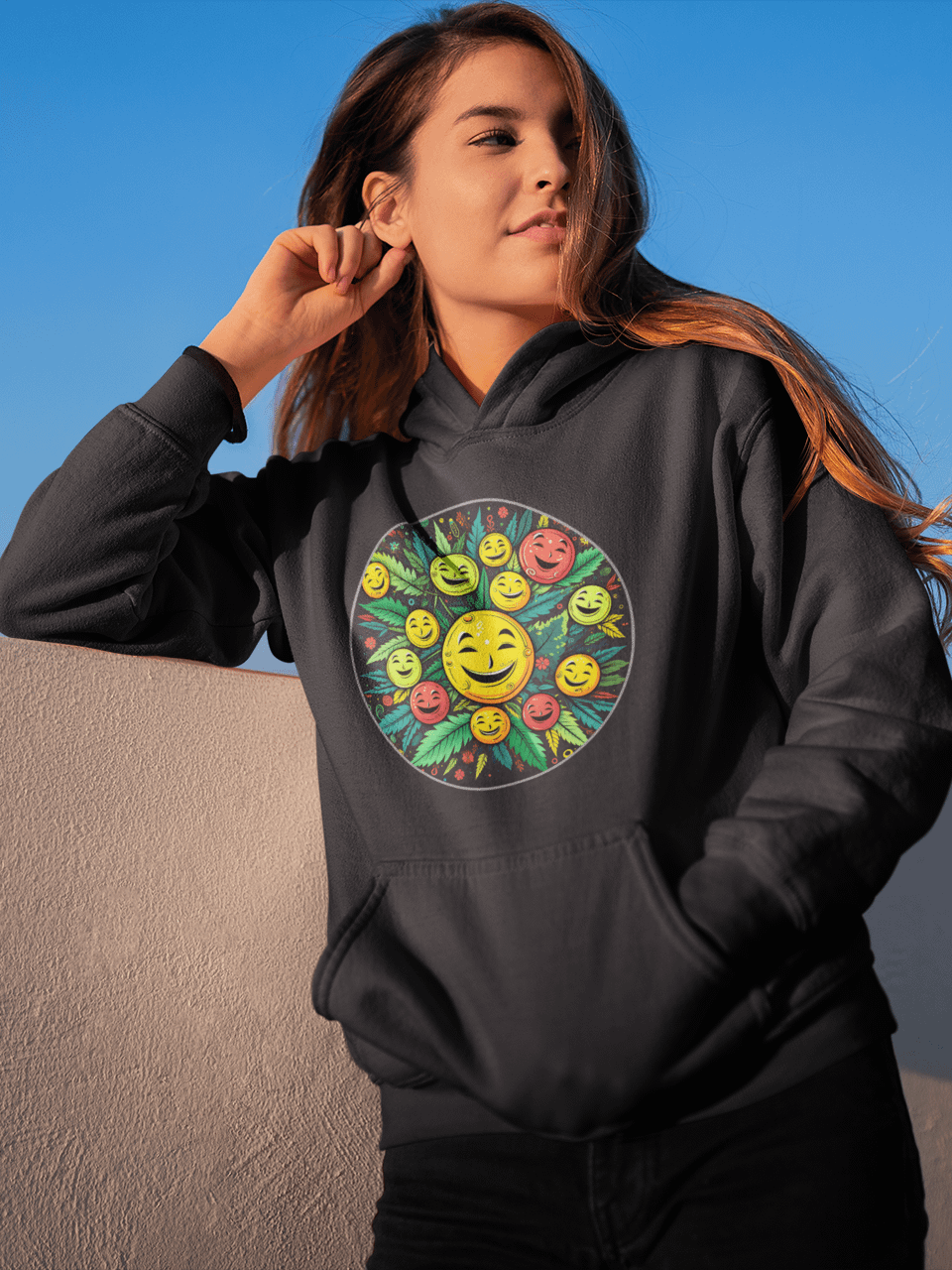 Get Happy - Cannabis Chemical THC - Smiley Design Unisex Premium Hoodie product image (1)