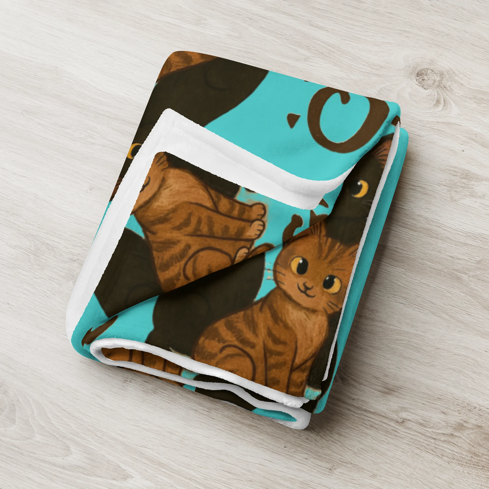 Blue Kitty Print Throw Blanket product image (8)