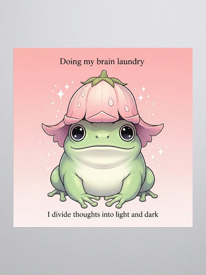 Cute Frog with Flower Hat Sticker - "Brain Laundry" Mental Health Art product image (2)