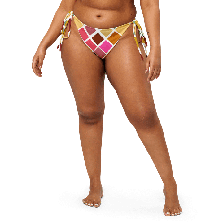 Colorful Square Pattern Design String Bikini Bottom - v5 product image (1)